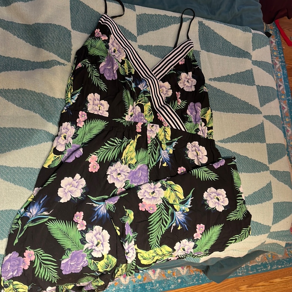 Floral and Striped Jumpsuit